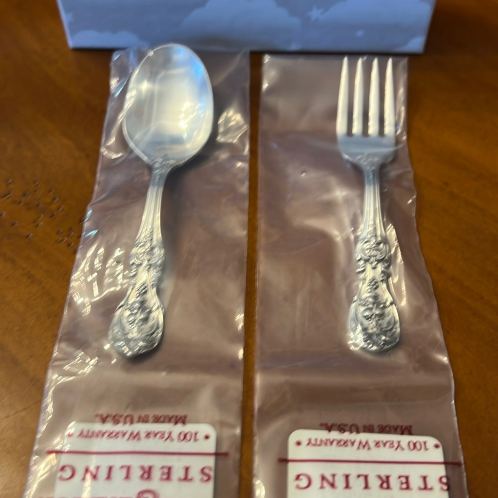 NEW Vintage Reed & Barton baby fork and spoon set